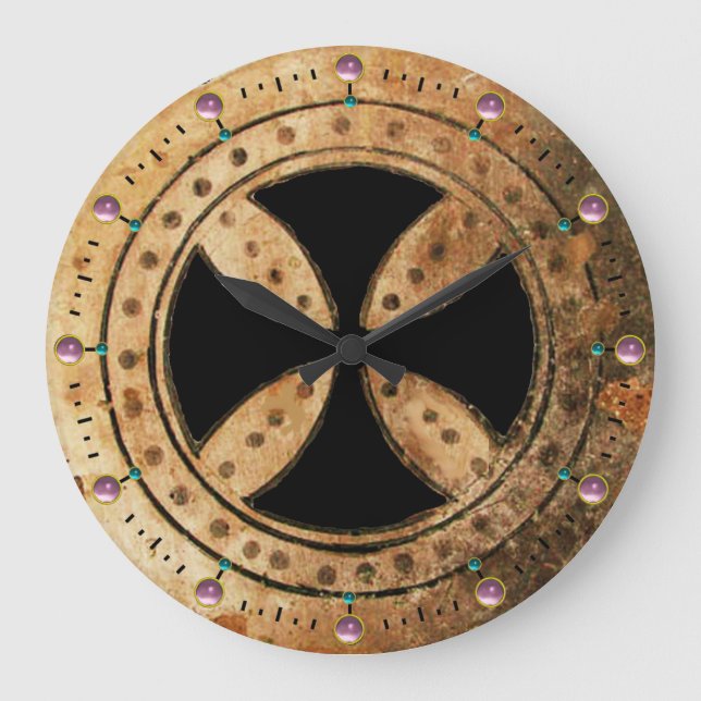 Relógio Grande ANTIQUE TEMPLAR CROSS Pink Ametist Gemstones (Frente)