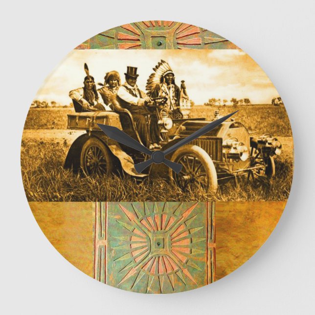 RELÓGIO GRANDE APACHES E GERONIMO CONDUZINDO UM CARRO A MOTOR (Frente)