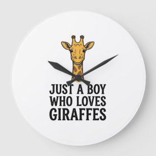 Relógio Grande Apenas um Menino que Ama Girafas Camiseta Girafa F