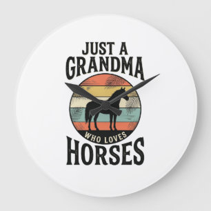 Relógio Grande Apenas uma avó que ama cavalos design vintage