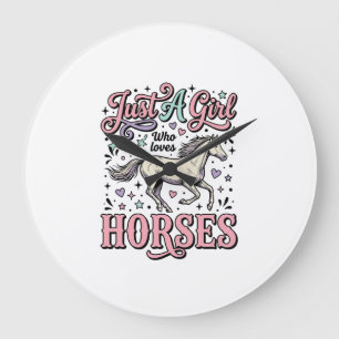 Relógio Grande Apenas Uma Garota Que Ama Cavalos Design Vetorial