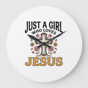 Relógio Grande Apenas uma Garota que Ama Jesus Camisa de Cruz Flo