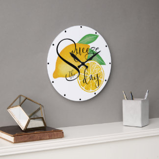 Relógio Grande Apertar A Ilustração De Arte Sobre Limões Tropicai