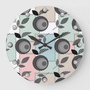 Relógio Grande Aplicação geométrica de retalhos de frutas de maçã