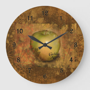 Relógio Grande Apple dourado botânico