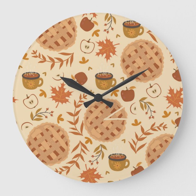 Relógio Grande Apple Pie Autumn: Vintage Graphics (Frente)