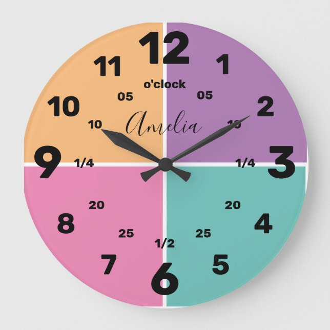 Relógio Grande Aprenda A Contar A Hora | Personalizado | Nome Gra (Frente)