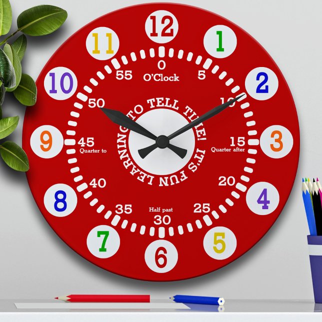 Relógio Grande Aprendendo a Informar o Tempo (Vermelho) (Criador carregado)