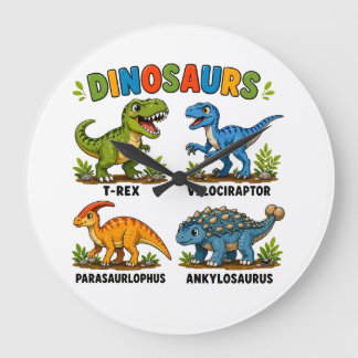 Relógio Grande Aprendizado de Espécies de Dinossauros para Crianç