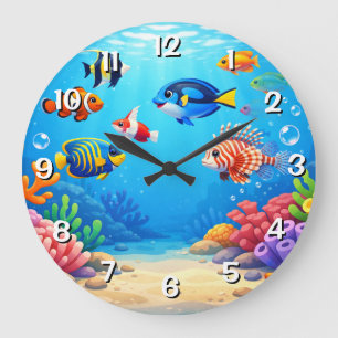 Relógio Grande Aquário de Peixes Tropicais