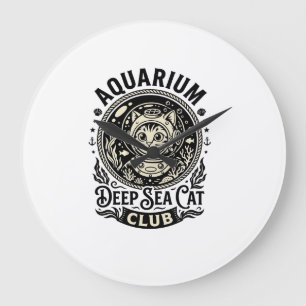 Relógio Grande Aquário Gato de Mar Profundo Gráfico Engraçado - A