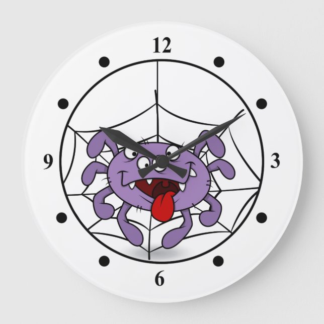 Relógio Grande Aranha de Cartoon Roxo bobo (Frente)