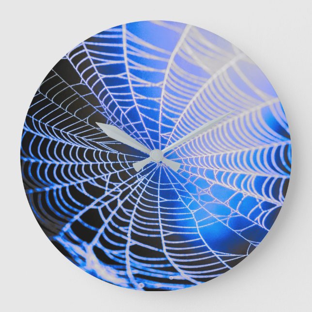 Relógio Grande Aranha Negra Azul Assustadora (Frente)
