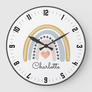 Relógio Grande Arco-Íris de Cotovelo Cute Boho Personalizado