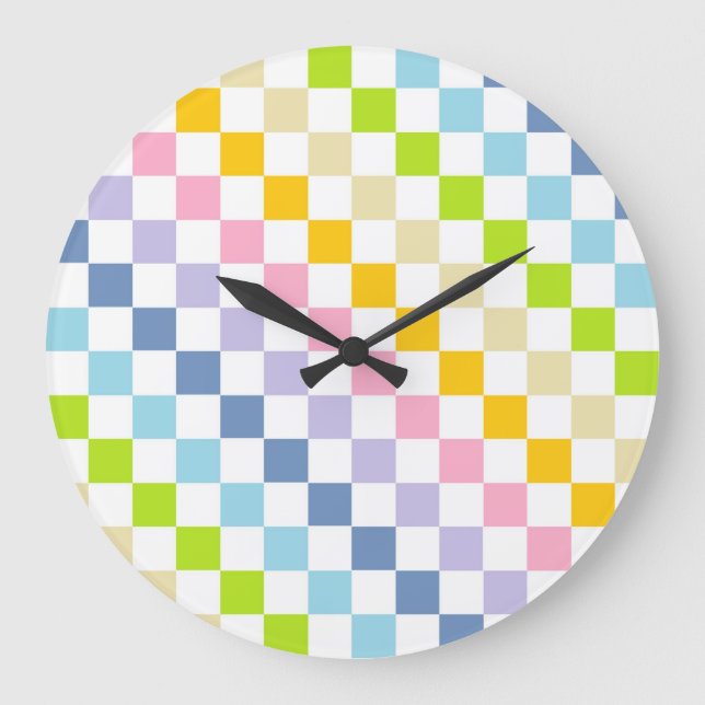 Relógio Grande Arco-Íris Pastel Verificado (Frente)