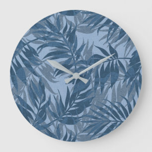 Relógio Grande Areca Palms Hawaiian Tropical Vintage Indigo