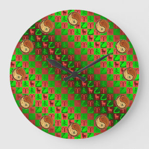 Relógio Grande Áries & Bode de Madeira