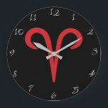 Relógio Grande ARIES Red Astrology Zodiac Março de Abril Aniversá<br><div class="desc">Personalizar com qualquer texto.</div>