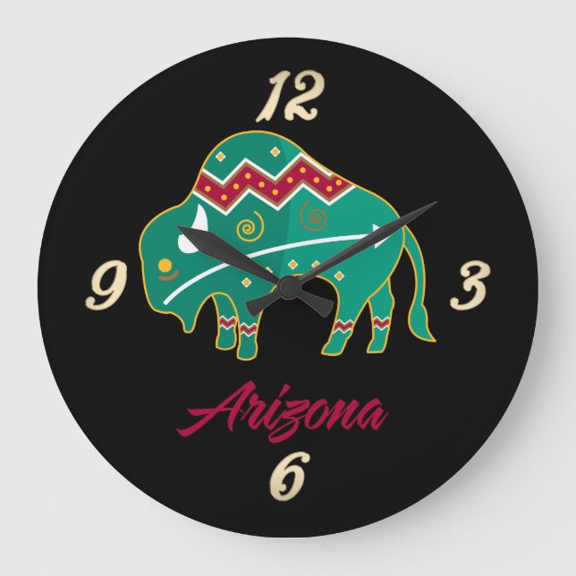Relógio Grande Arizona Buffalo Totem Wall Clock (Frente)