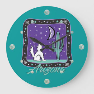 Relógio Grande Arizona Howling Coyote Wall Clock