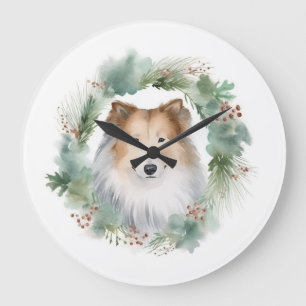 Relógio Grande Aro Collie Natalino Natal Pup