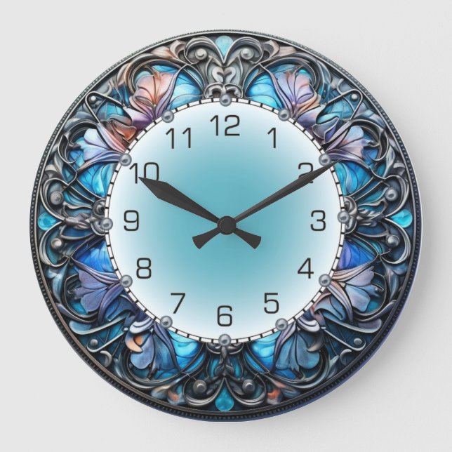 Relógio Grande Art Deco Azul (Frente)