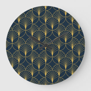 Relógio Grande Art Deco Elegance: Fan Motifs