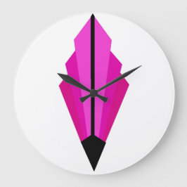 Relógio Grande Art Deco Fan Patterno em rosa e framboesa