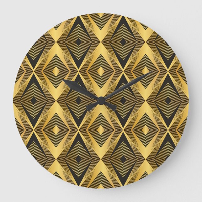 Relógio Grande Art Deco: Fundo Geométrico de Abstrato (Frente)