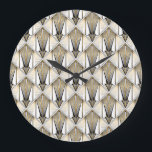 Relógio Grande Art Deco, luxo de ouro<br><div class="desc">Padrão de Art Deco. Fundo branco preto dourado ventilado. Enfeite sem costura de luxo. Vinte e poucos anos motif Watercolor colage do retrato feminino. Uma mistura de beleza e expressão artística. Olhos de aquarela, lascas e lábios se juntam em um padrão encantador. Uma celebração lúdica e artística da beleza feminina....</div>