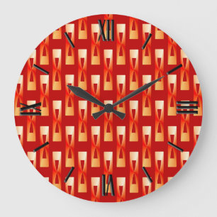 Relógio Grande Art Deco Metálico - Vermelho e Coral