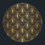Relógio Grande Art Deco, ouro negro, padrão sem costura.<br><div class="desc">Art Deco Pattern. Fundo preto e ouro sem costura. Escala ou conchas entrelaçadas. Design geométrica minimalista. Linhas de safra. Motivos dos anos 1920-30. Ilustração vintage de luxo Immerse na Arte Deco com linhas geométricas de preto e ouro. Um toque vintage luxuoso. Entre na elegância da era Art Deco com este...</div>