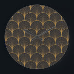 Relógio Grande Art Deco, Padrão Geométrico Vintage.<br><div class="desc">Vintage Art Deco Padrão Invisível. Decoração geométrica com textura circular. Fundo retrô. Art Deco circula em uma reviravolta perfeita. Verbos retrorreflectores em decoração elegante. O padrão geométrico de Art Deco com círculos. Um reavivar retrô para um fundo na moda. deco, fundo, padrão, textura, ventilador, decor, ilustração, ouro, sem costura, linha,...</div>