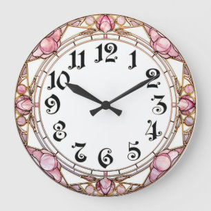 Relógio Grande Art Deco Rosa