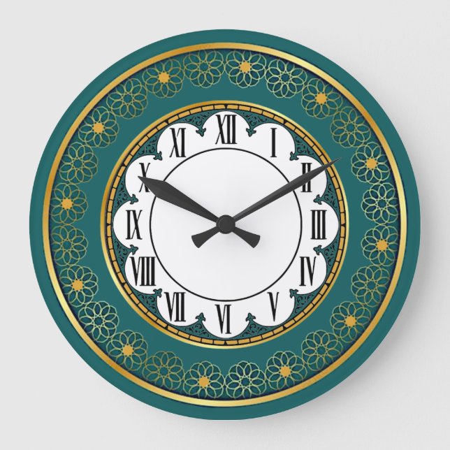 Relógio Grande Art Deco Verde (Frente)