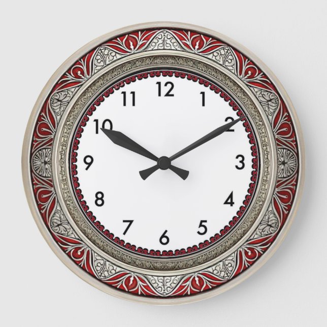 Relógio Grande Art Deco Vermelho (Frente)