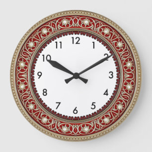 Relógio Grande Art Deco Vermelho
