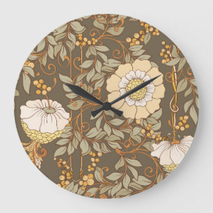 Relógio Grande Art Nouveau: Vintage Floral Decorativa.