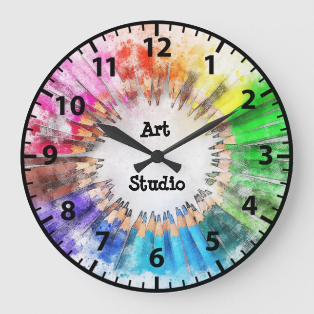 Relógio Grande Art Teacher Art Studio Classroom Clock (Frente)