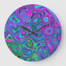Arte abstrata groovy marmorizada em magenta e verd