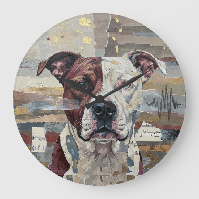 Relógio Grande Arte abstrata Pitbull Versão 1 (Frente)