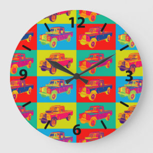 Relógio Grande Arte Colorida de Pop de Caminhão em Rover 1971