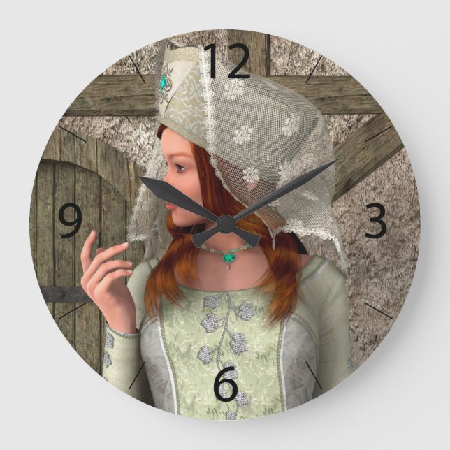 Relógio Grande Arte da Princesa Medieval Vintage Renascença (Frente)
