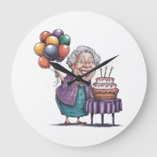 Relógio Grande Arte de Balão de Aniversário de Nana Humorístico