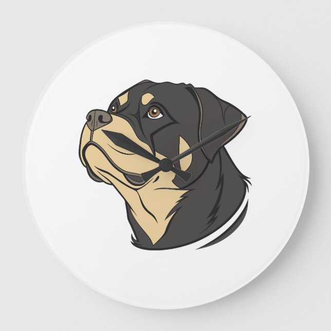 Relógio Grande Arte de Cão Rottweiler (Frente)
