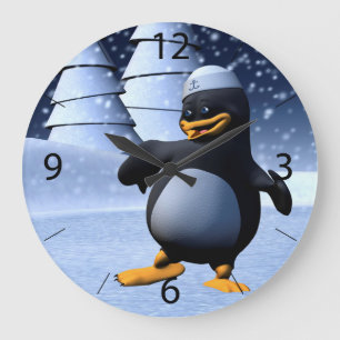 Relógio Grande Arte de Férias de Inverno Adorável de Pinguim Mari