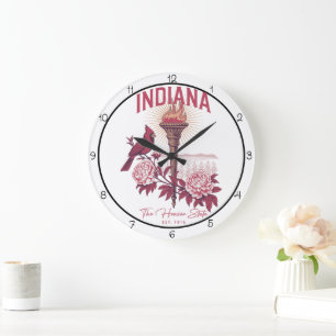Relógio Grande Arte de Parede do Estado de Hoosier Indiana