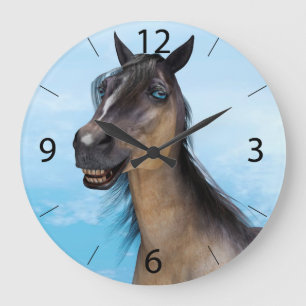 Relógio Grande Arte de retrato de cavalo com sorriso engraçado