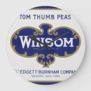 Relógio Grande Arte de rótulo de lata de legumes vintage, Ervilha