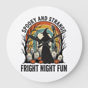 Relógio Grande Arte de Silhueta de Cemitério de Halloween Bruxa V